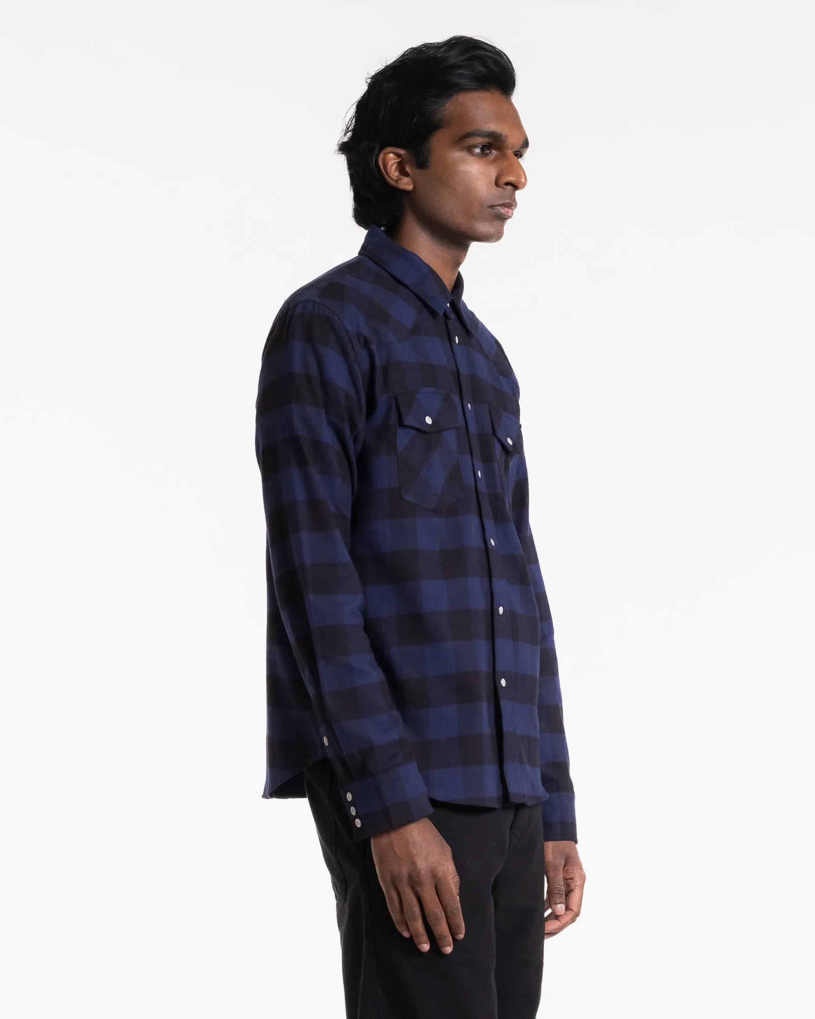 Western Shirt Check Twill Brushed Blue/Black sold by Eat Dust product image thumbnail 3