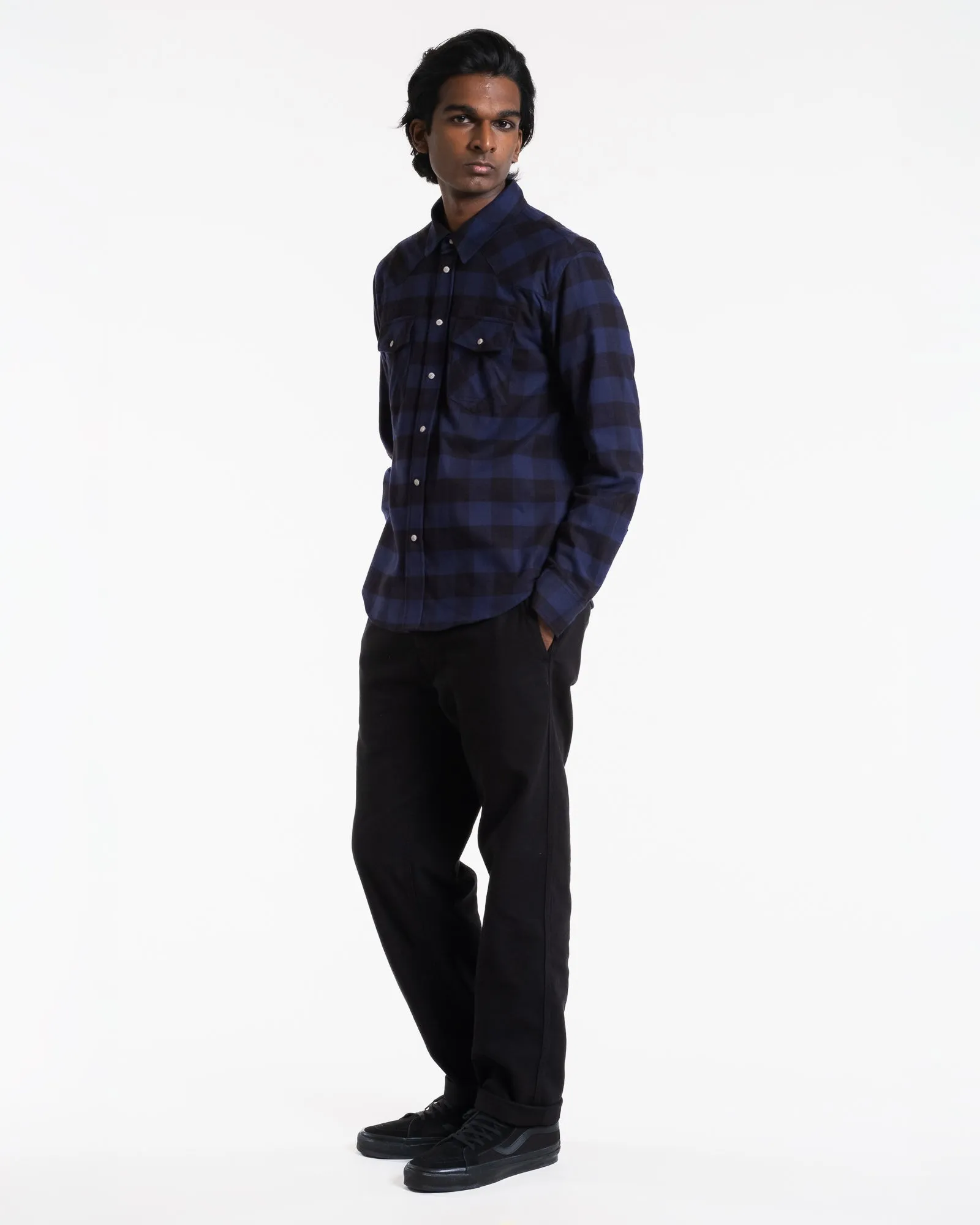 Western Shirt Check Twill Brushed Blue/Black sold by Eat Dust product image thumbnail 2