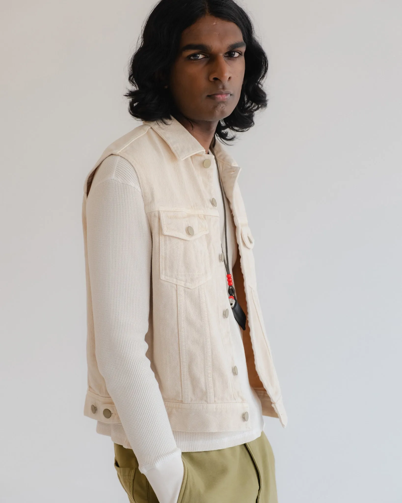 Biker Vest Obi Cotton Cement sold by Eat Dust product image thumbnail 4