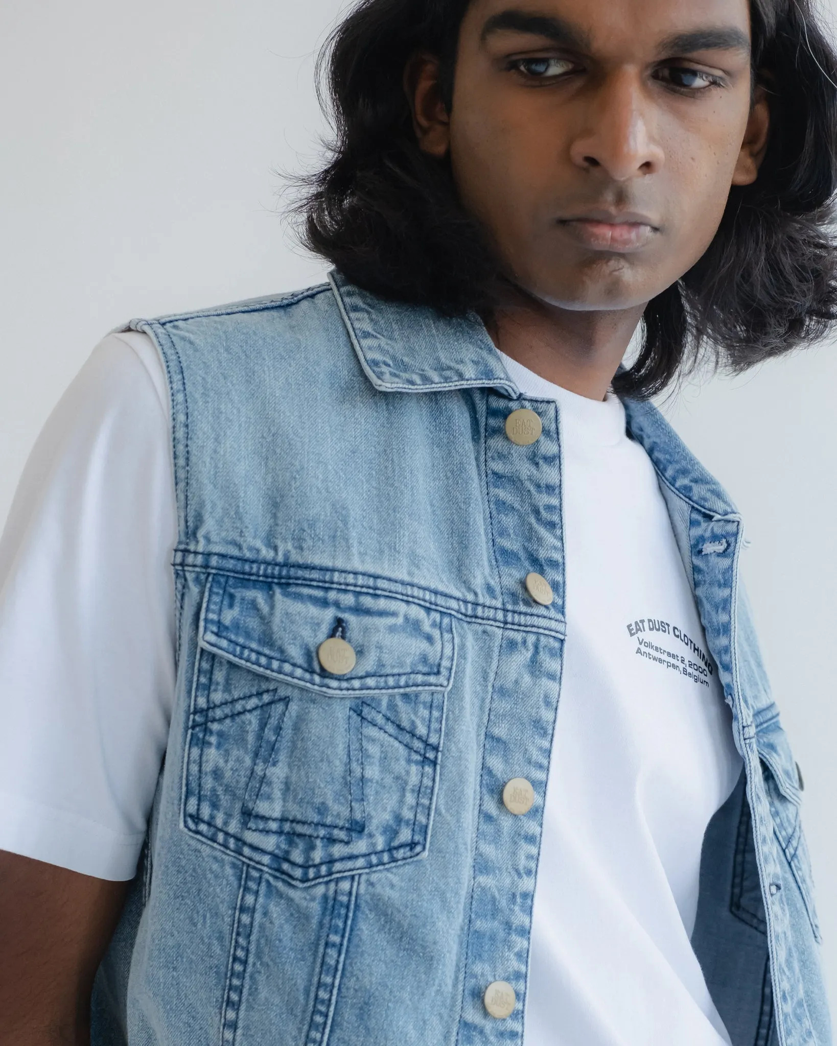 Biker Vest Salt Lake Denim Blue sold by Eat Dust product image thumbnail 3