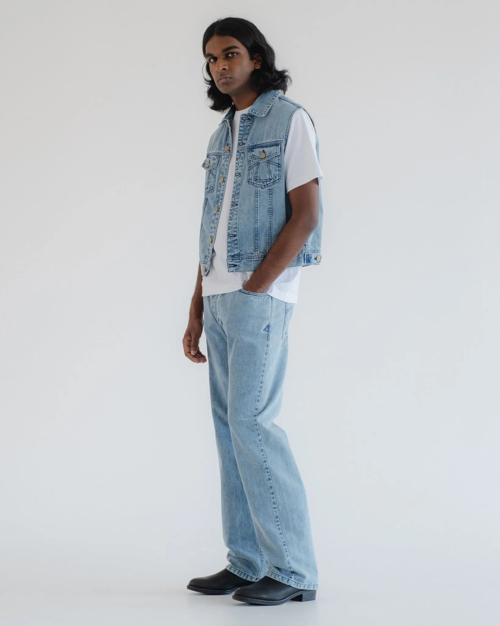 Biker Vest Salt Lake Denim Blue sold by Eat Dust product image thumbnail 2