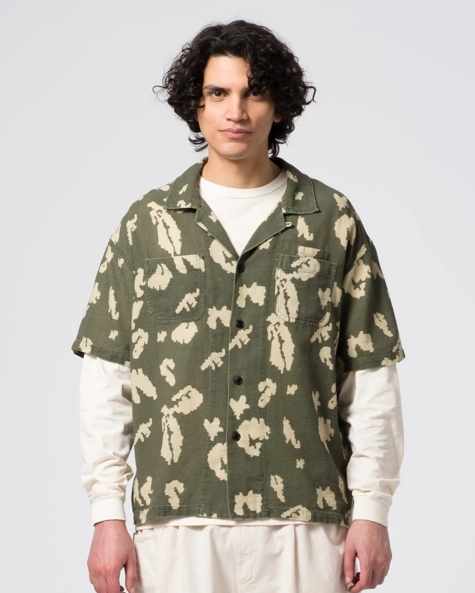 Aloha Shirt Cloud Camo Mesh Mint/Off White sold by Eat Dust