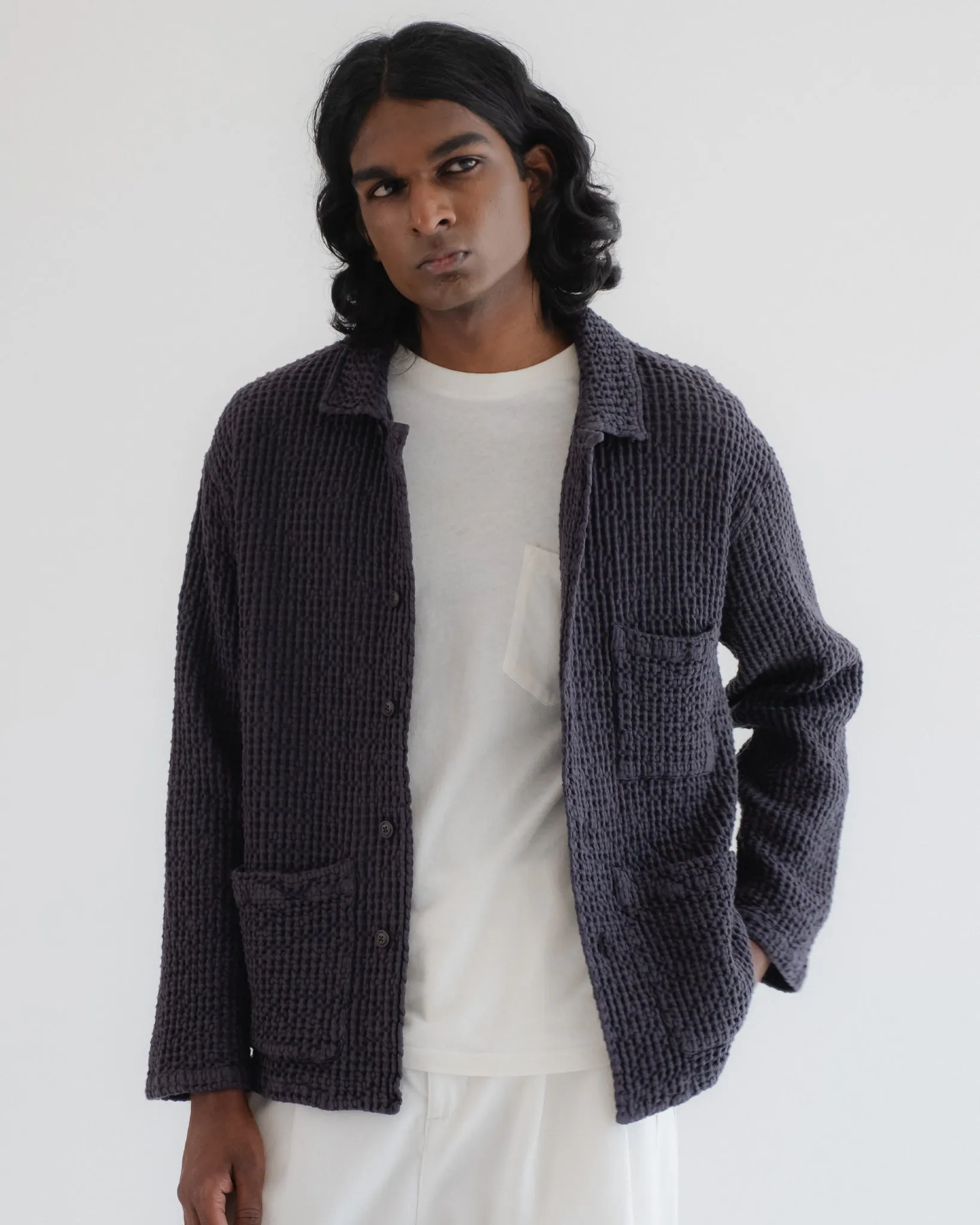 Cabana Shirt Chickpea Cotton Asphalt sold by Eat Dust