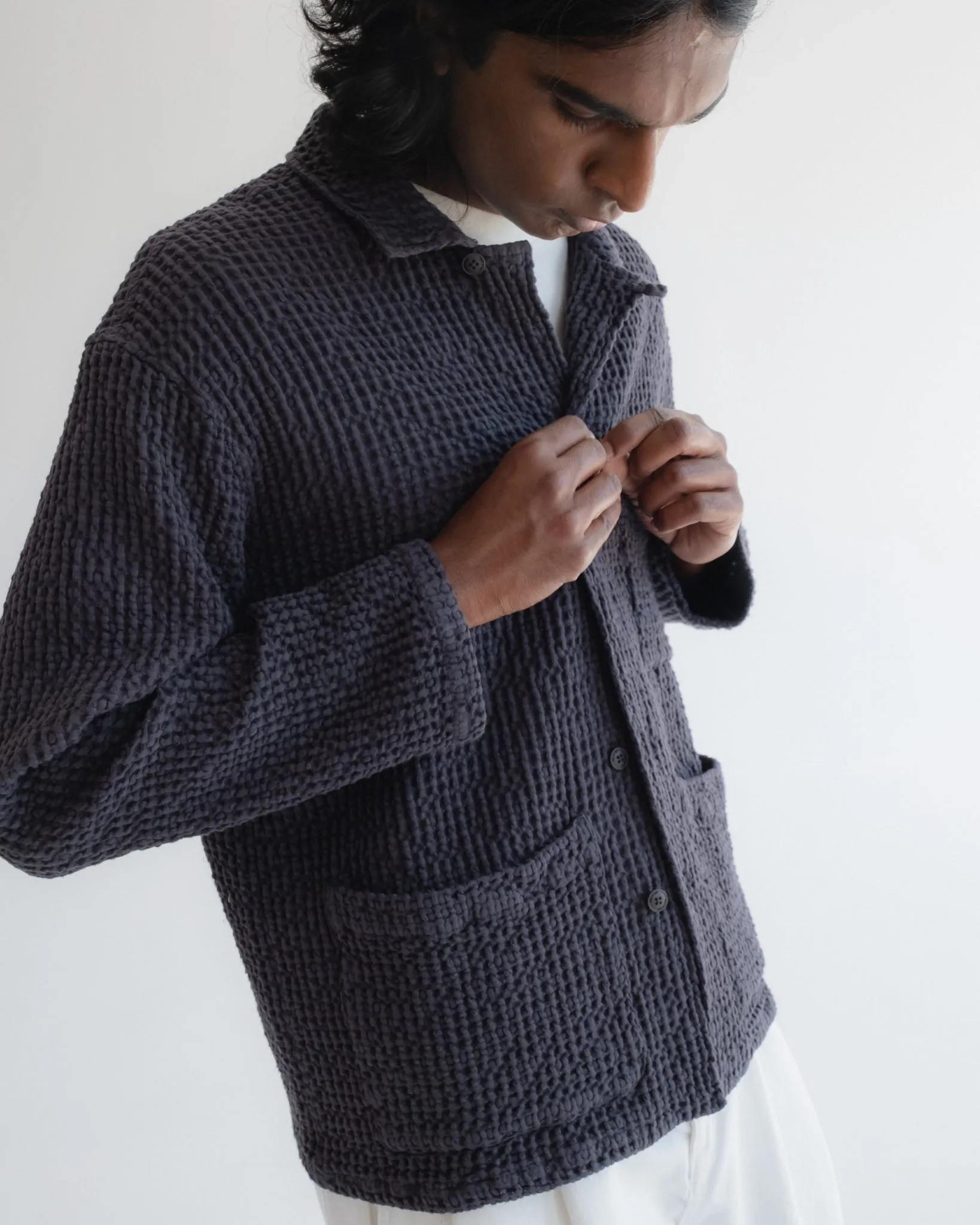 Cabana Shirt Chickpea Cotton Asphalt sold by Eat Dust product image thumbnail 3