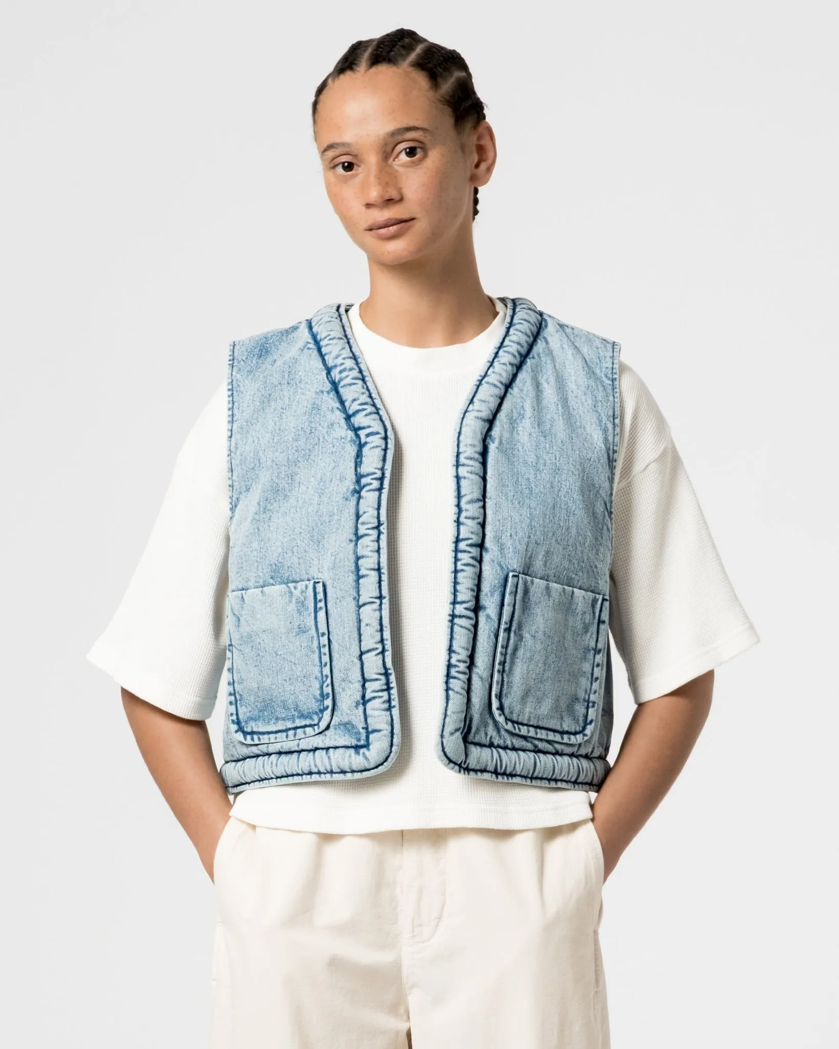 G.o.D Tsuki Vest Salt Lake Denim Blue sold by Eat Dust