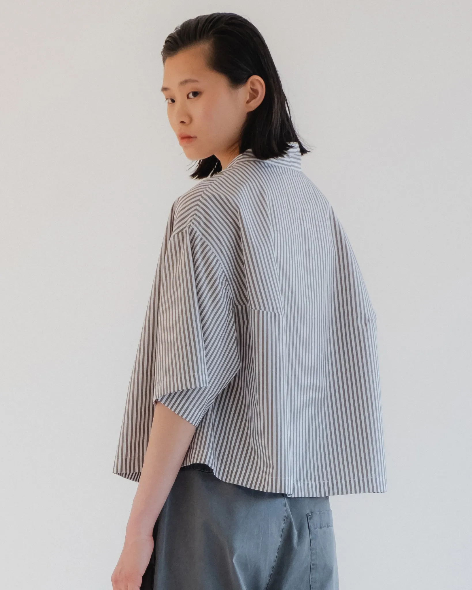 G.o.D Toku Top Poplin Stripe Mushroom sold by Eat Dust product image thumbnail 5