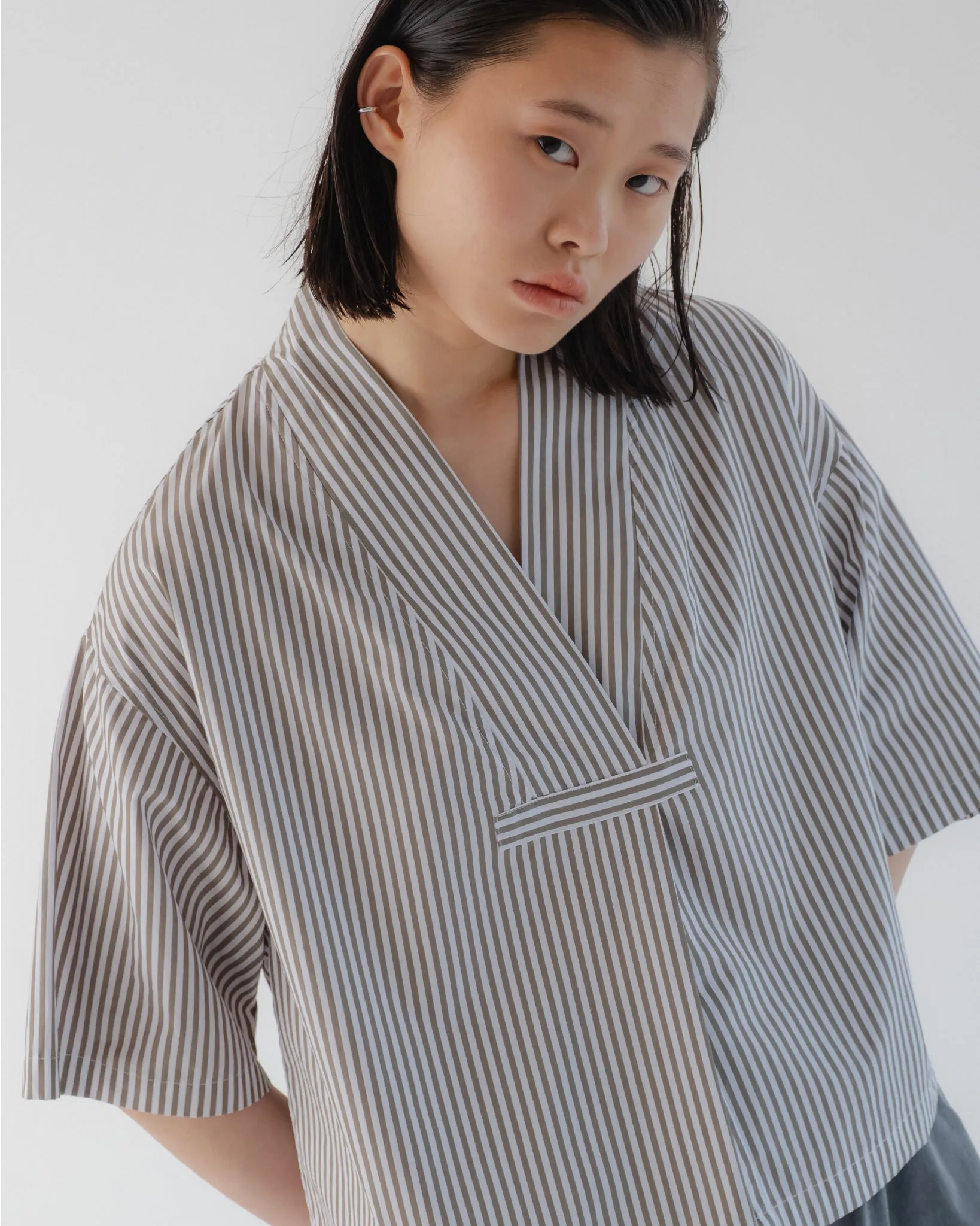 G.o.D Toku Top Poplin Stripe Mushroom sold by Eat Dust product image thumbnail 3