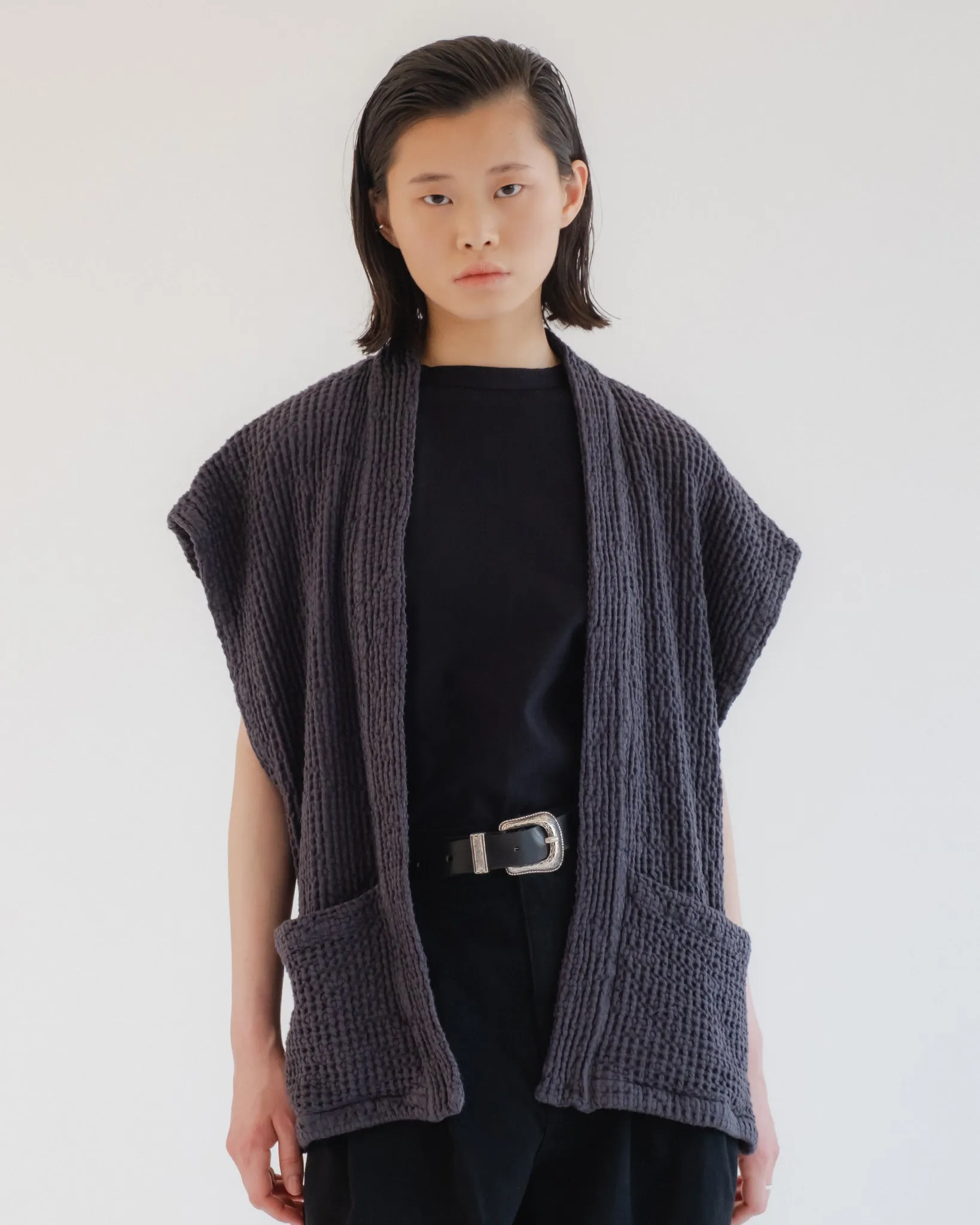 G.o.D Unagi Vest Chickpea Cotton Asphalt sold by Eat Dust