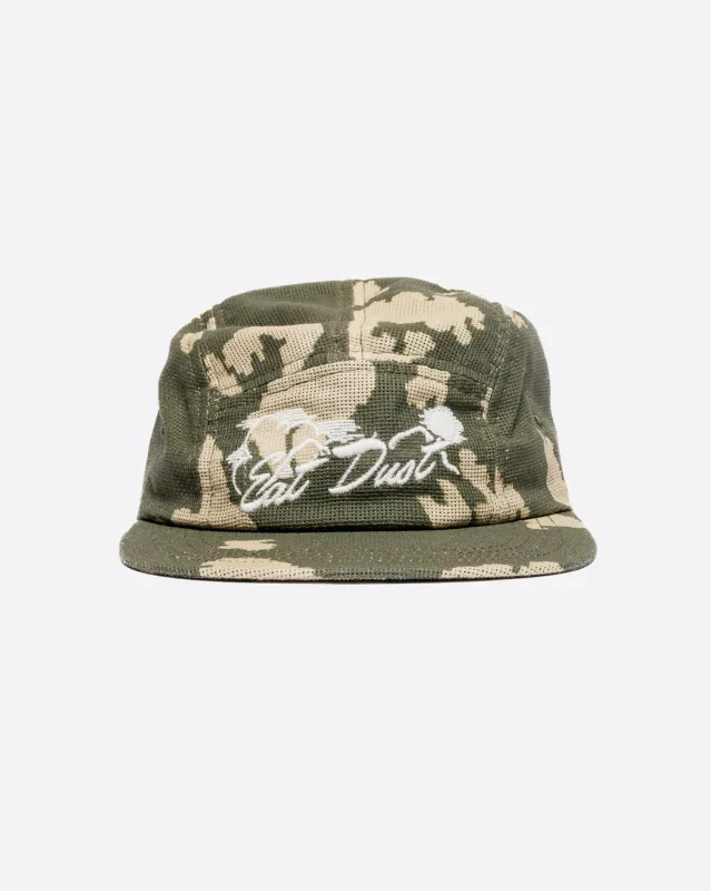 5 Panel Cap Cloud Camo Mesh Light Green/Off White made by Eat Dust