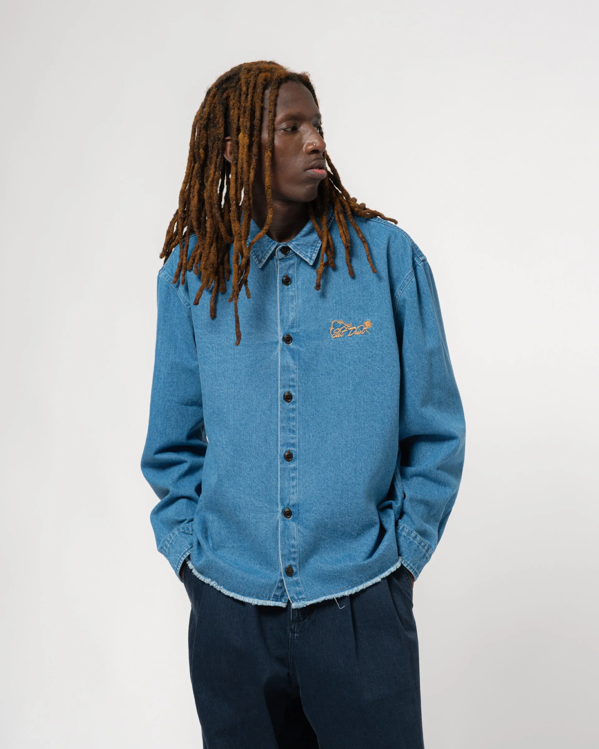 Workshirt Raw Edge Delhi Denim Blue Stone Wash sold by Eat Dust