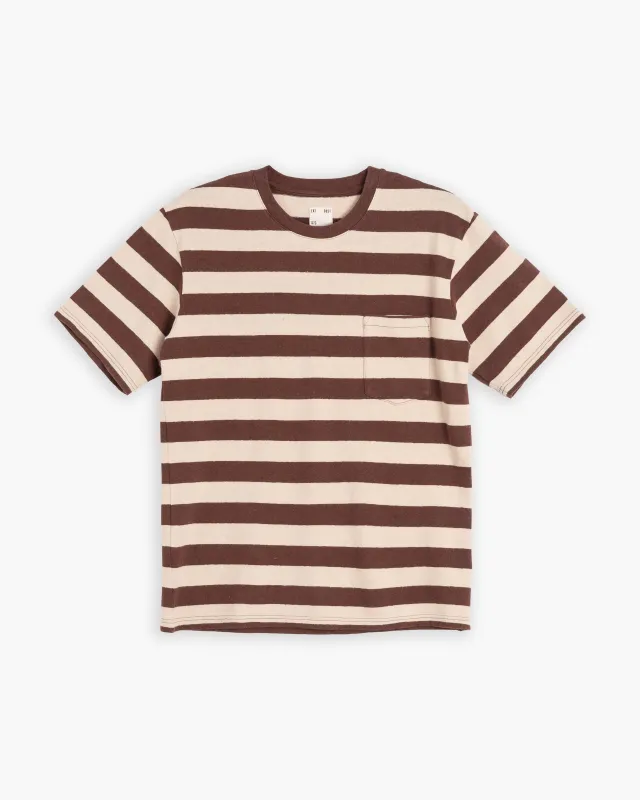 Pocket T Stripe Cotton Linen Henna/Wheat made by Eat Dust