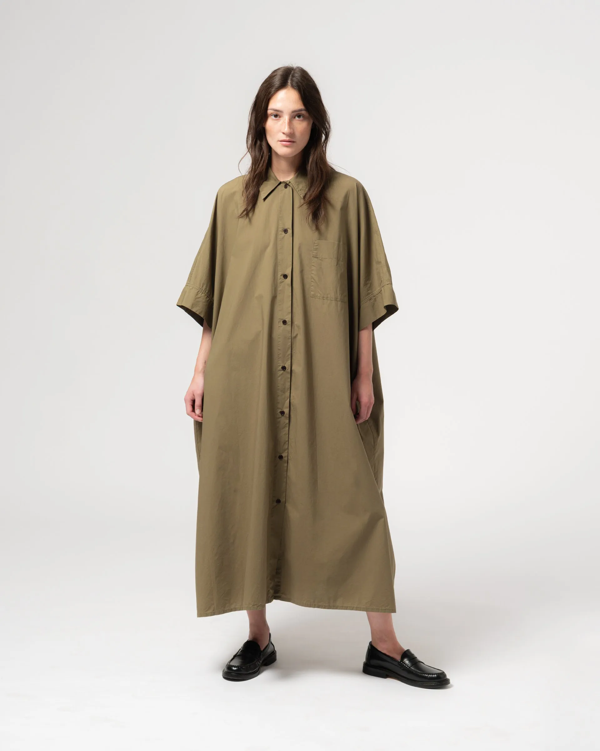 G.o.D Shirt Dress Light Popeline Canteen Green sold by Eat Dust
