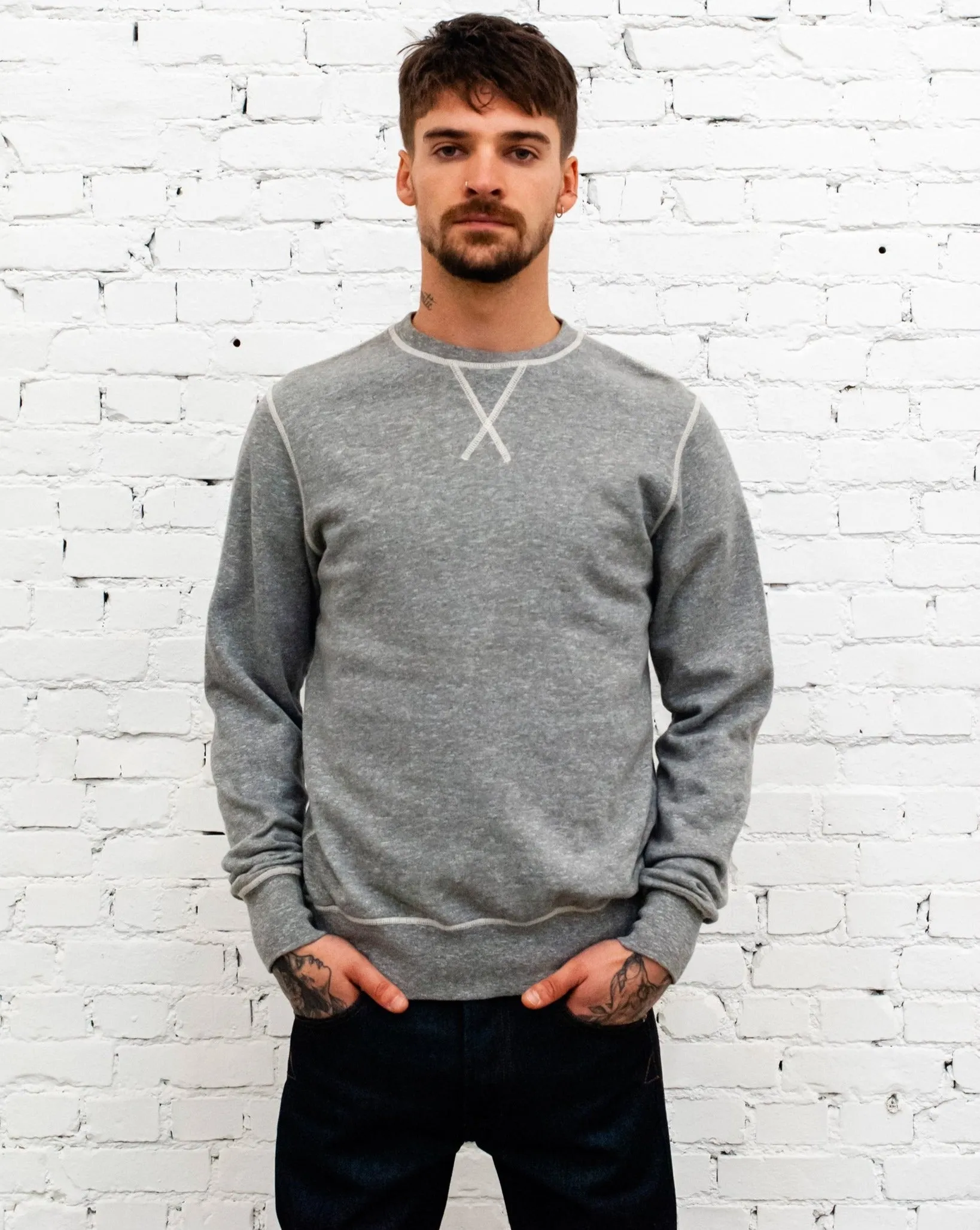 Core Skull Sweat Organic Fleece Grey Melange sold by Eat Dust product image thumbnail 5