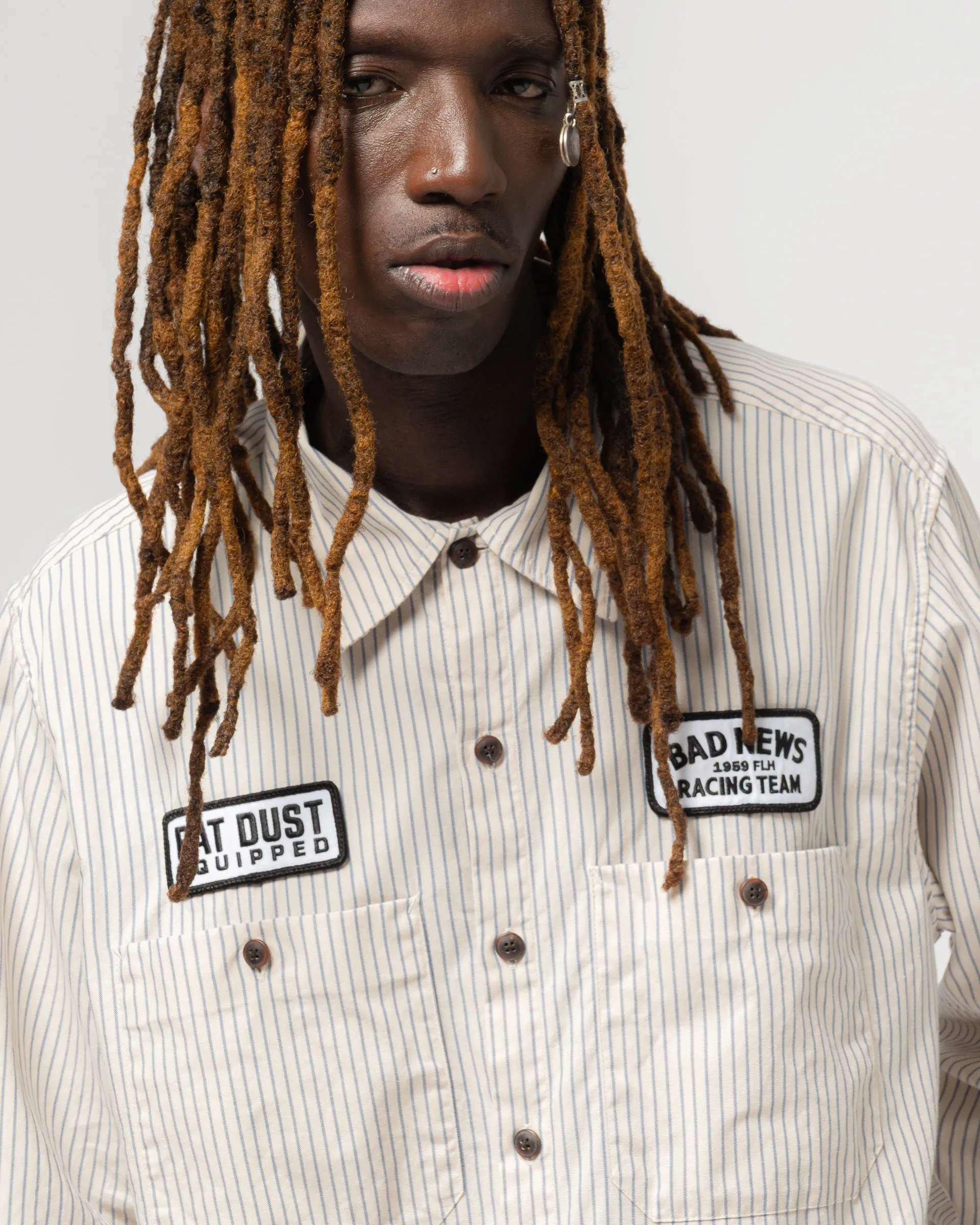 Pit Crew Shirt Rimini Stripes Wheat/Blue sold by Eat Dust product image thumbnail 4