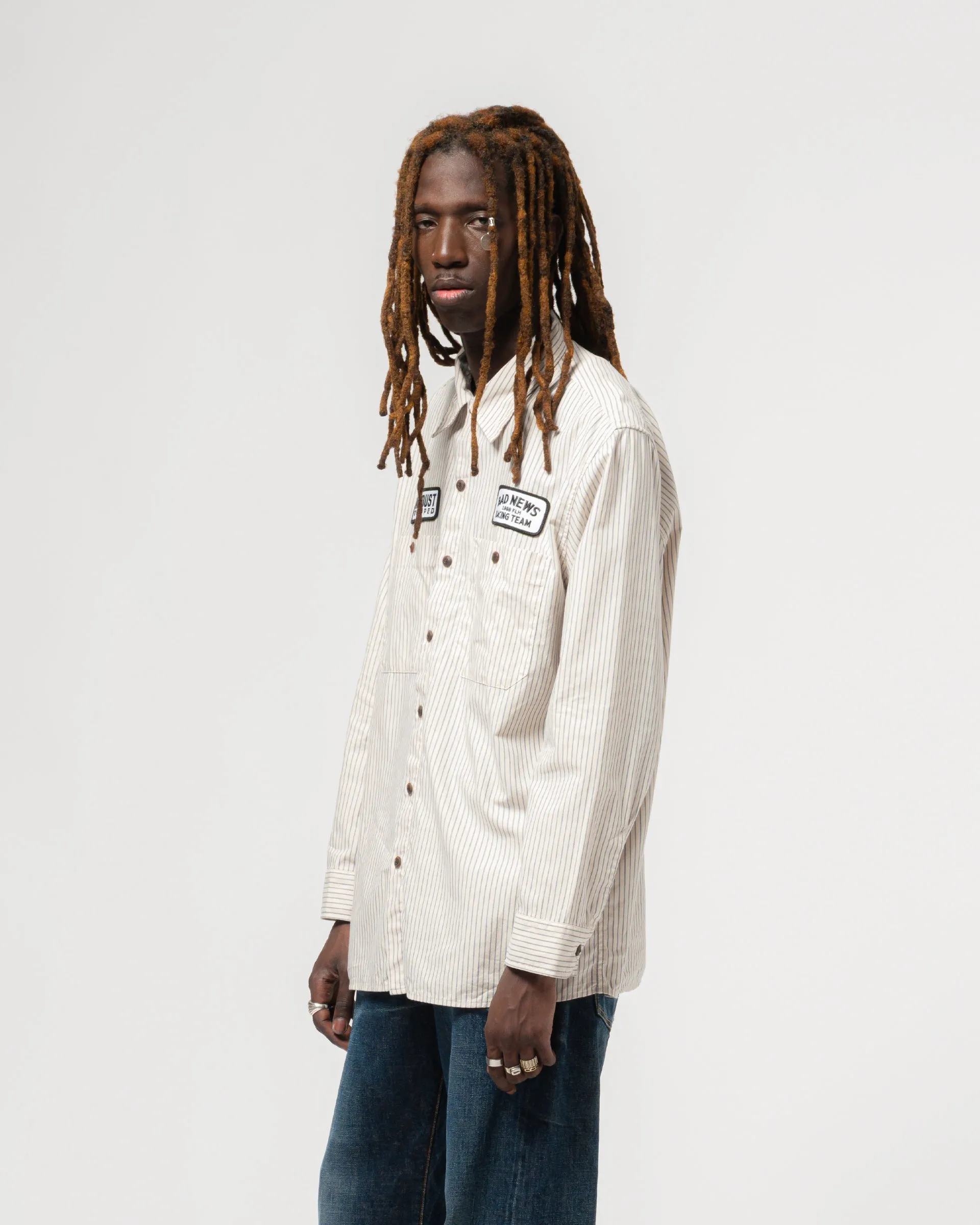 Pit Crew Shirt Rimini Stripes Wheat/Blue sold by Eat Dust product image thumbnail 3