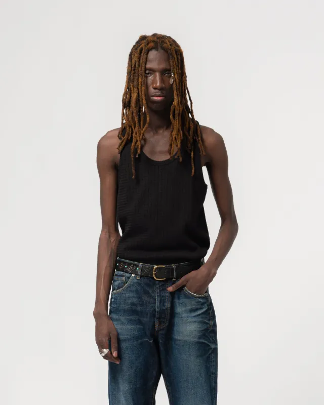 Tank Top Mesh Cotton Black made by Eat Dust