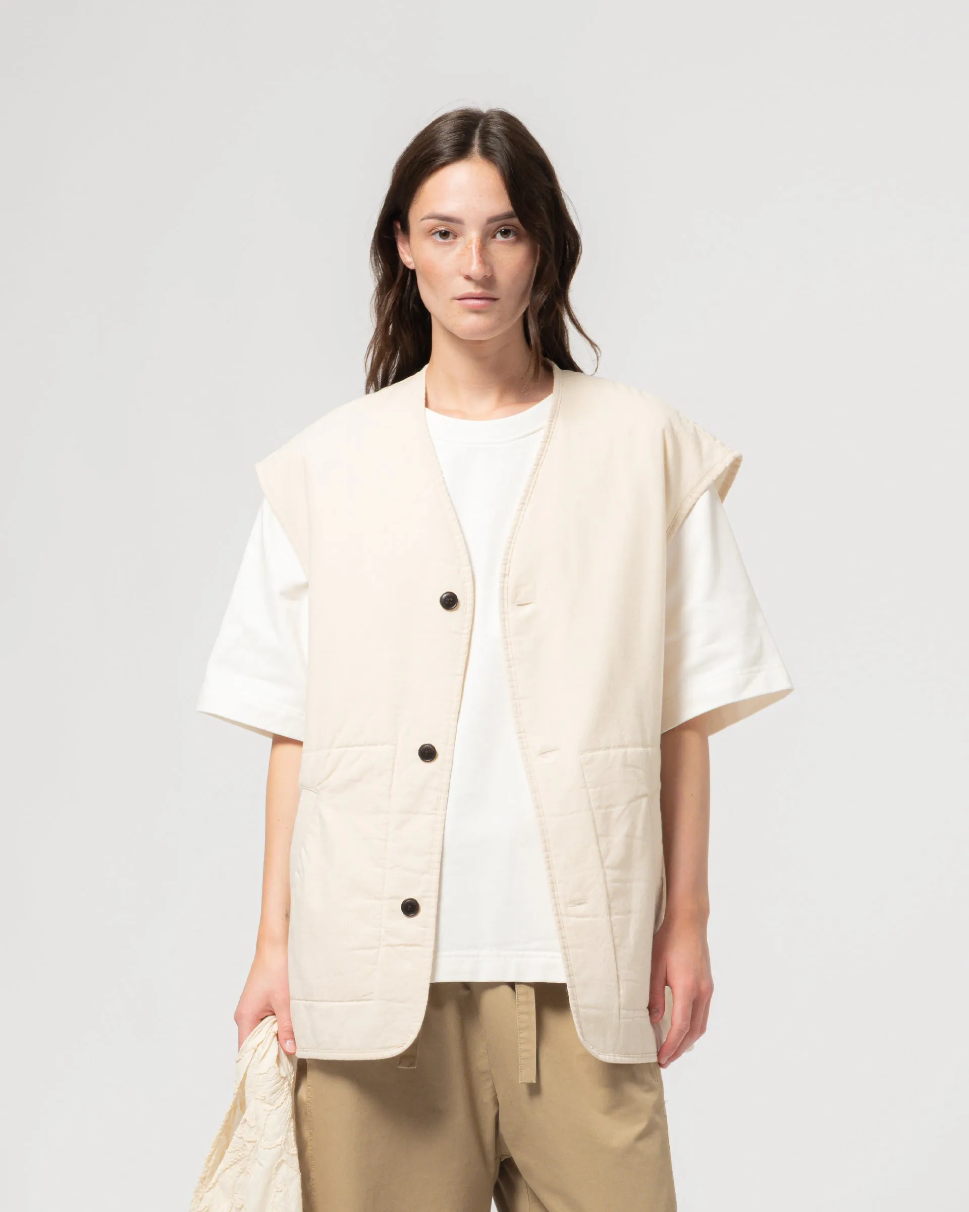 G.o.D Ridge Vest Padded Cotton Ecru sold by Eat Dust