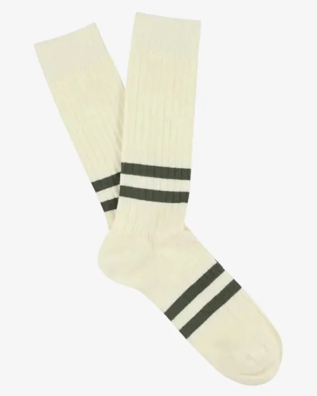 Escuyer Stripes Socks Ecru/Khaki made by Escuyer