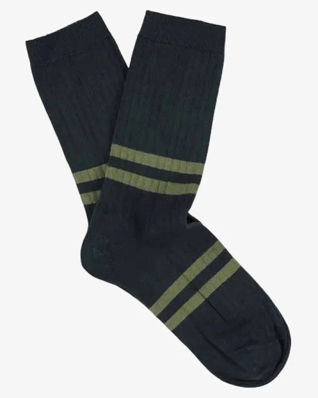 Escuyer Stripes Socks Off Blue / Olive made by Escuyer