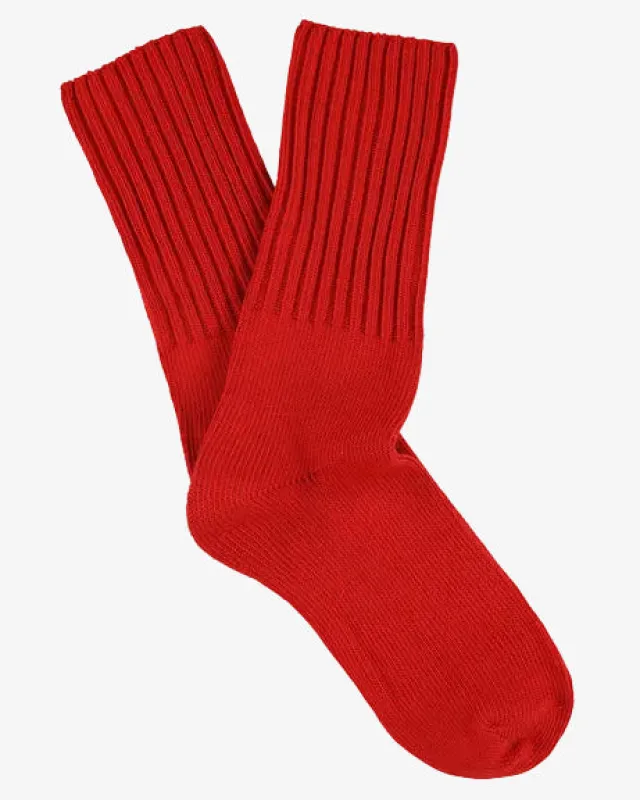 Escuyer Women's Crew Socks Bright Red made by Escuyer