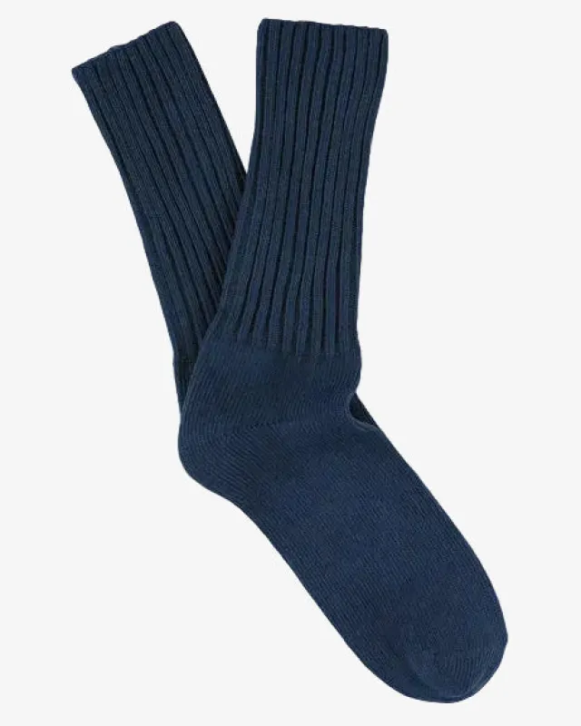 Escuyer Women's Crew Socks Majolica Blue made by Escuyer