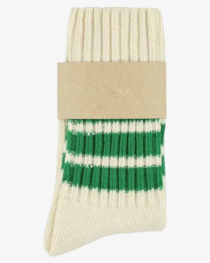 Escuyer Crew Stripes Sock Ecru/Green sold by Eat Dust product image thumbnail 2