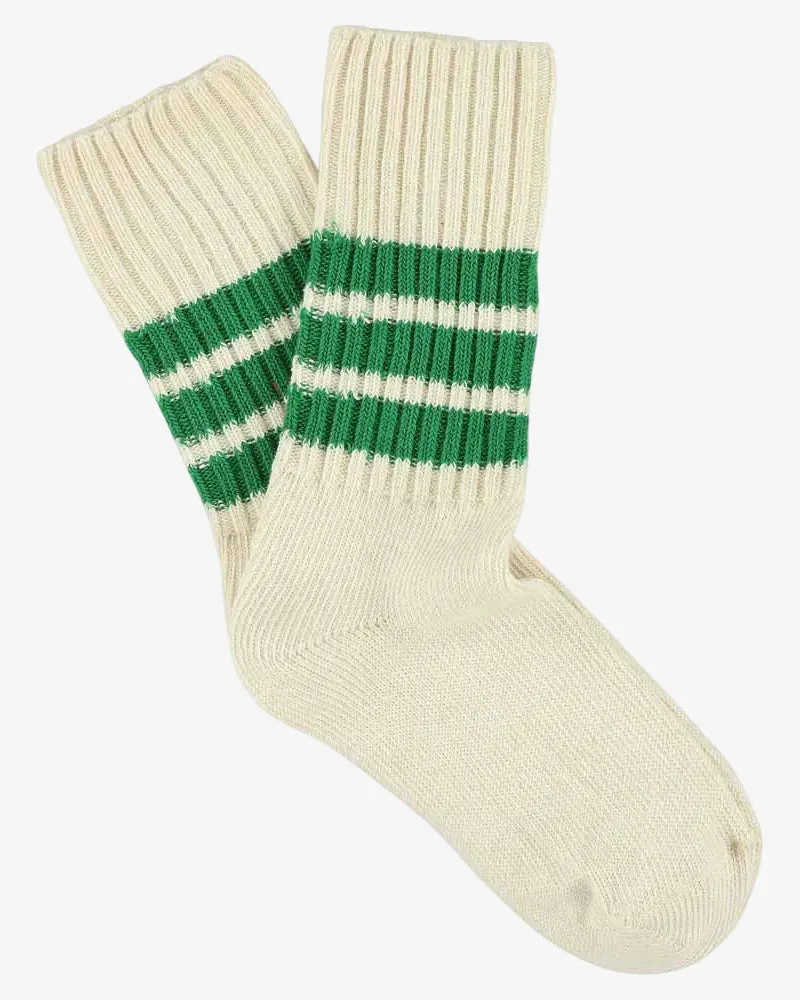 Escuyer Crew Stripes Sock Ecru/Green sold by Eat Dust