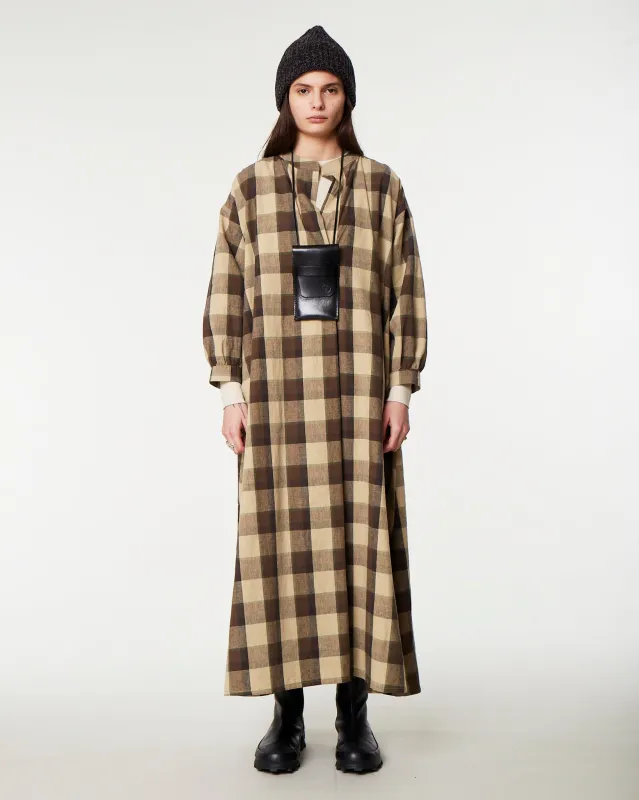 G.o.D Garden Dress Farmers Check Beige/Brown made by Eat Dust
