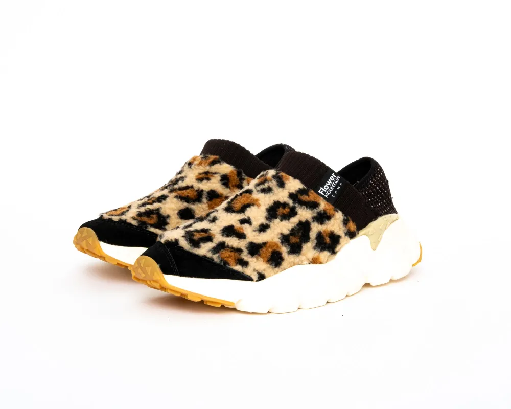 Flower Mountain Camp - Shearling & Fabric / Charcoal & Animal Print (Woman) made by Flower Mountain