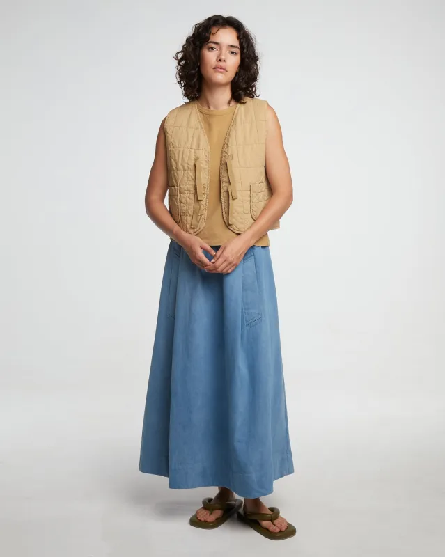 G.o.D Meadow Skirt Acid Denim Blue made by Eat Dust
