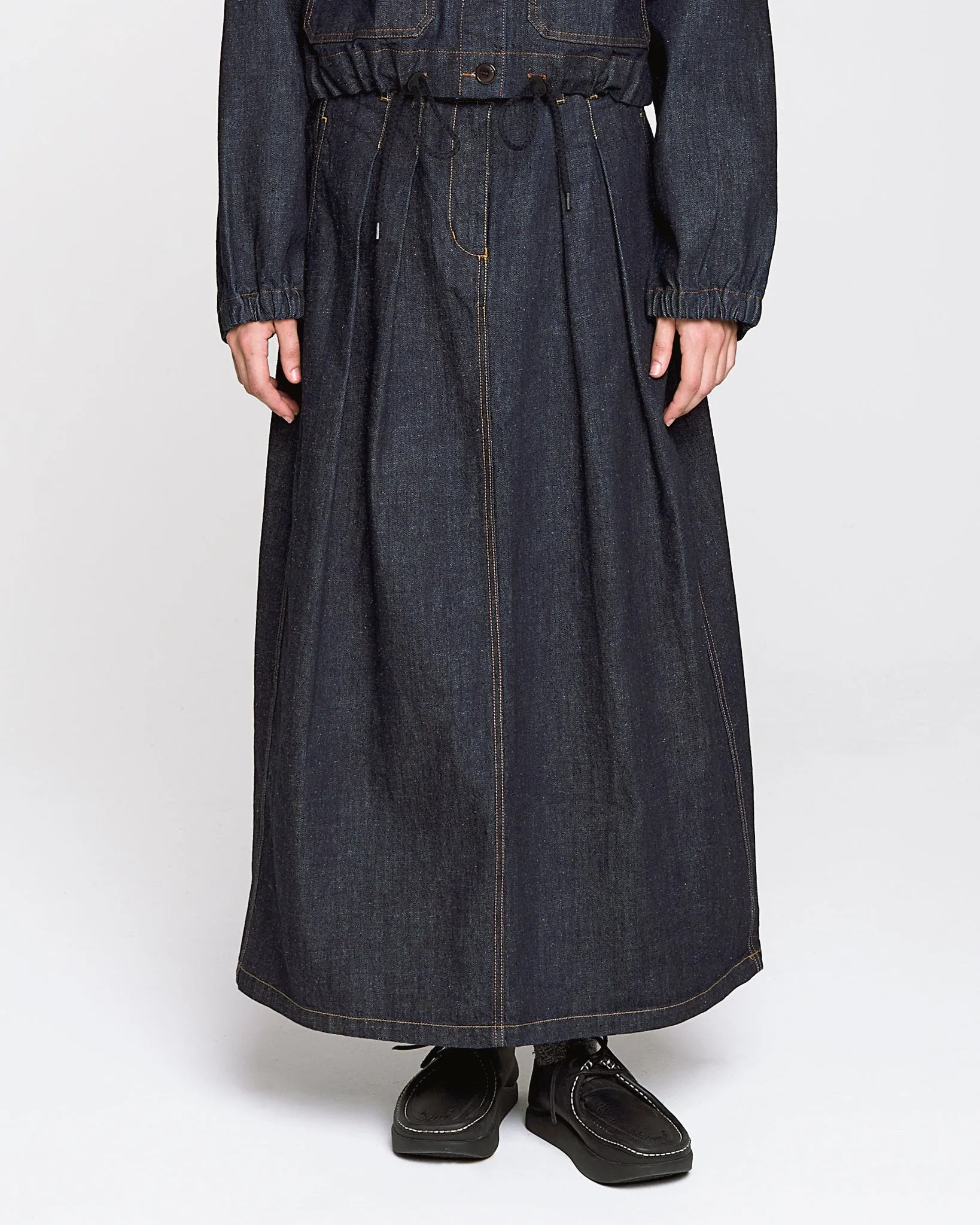 G.o.D Bulb Skirt Hemp Denim Indigo sold by Eat Dust
