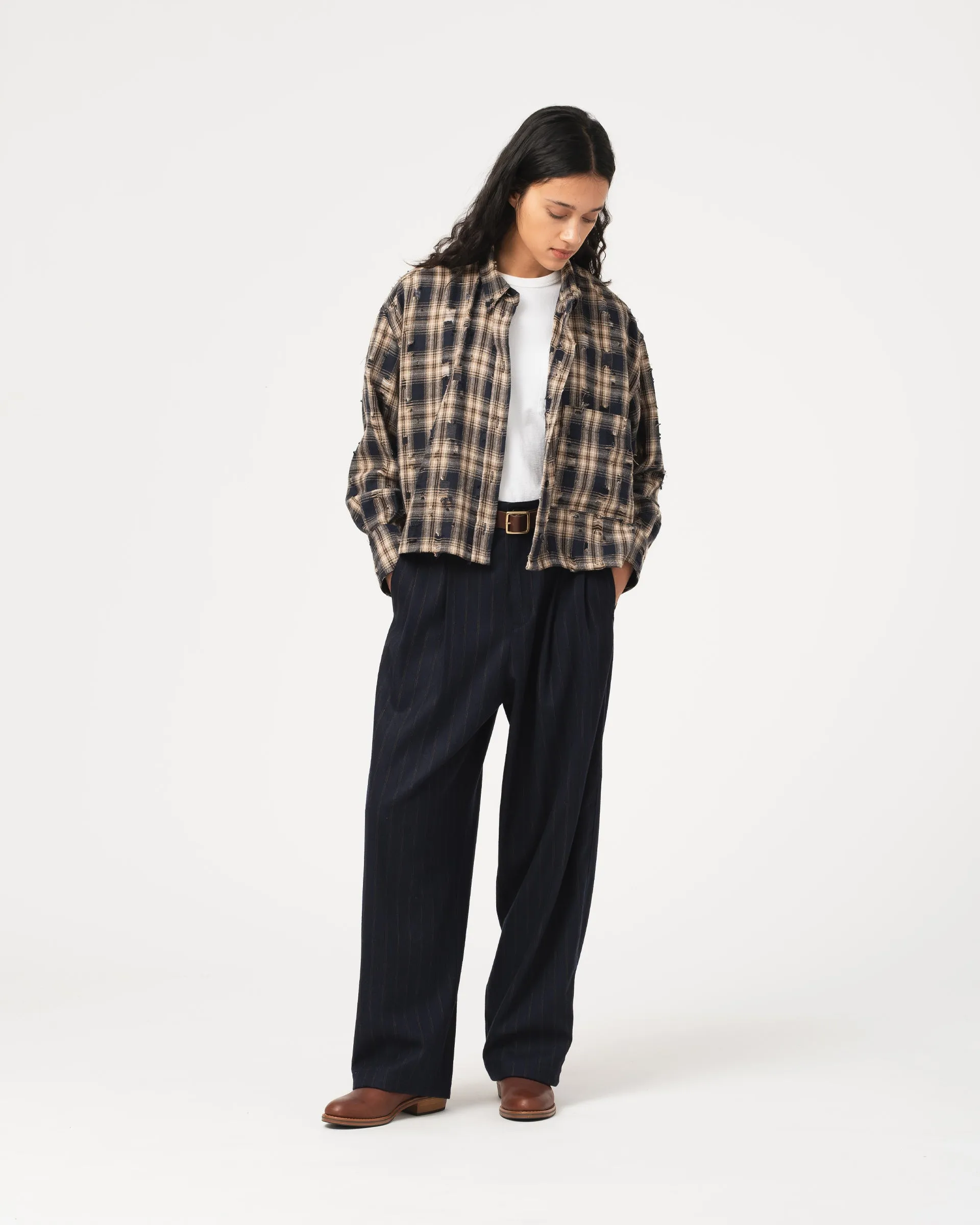 G.o.D Cubic Shirt Cobain Check Navy/Wheat sold by Eat Dust product image thumbnail 2
