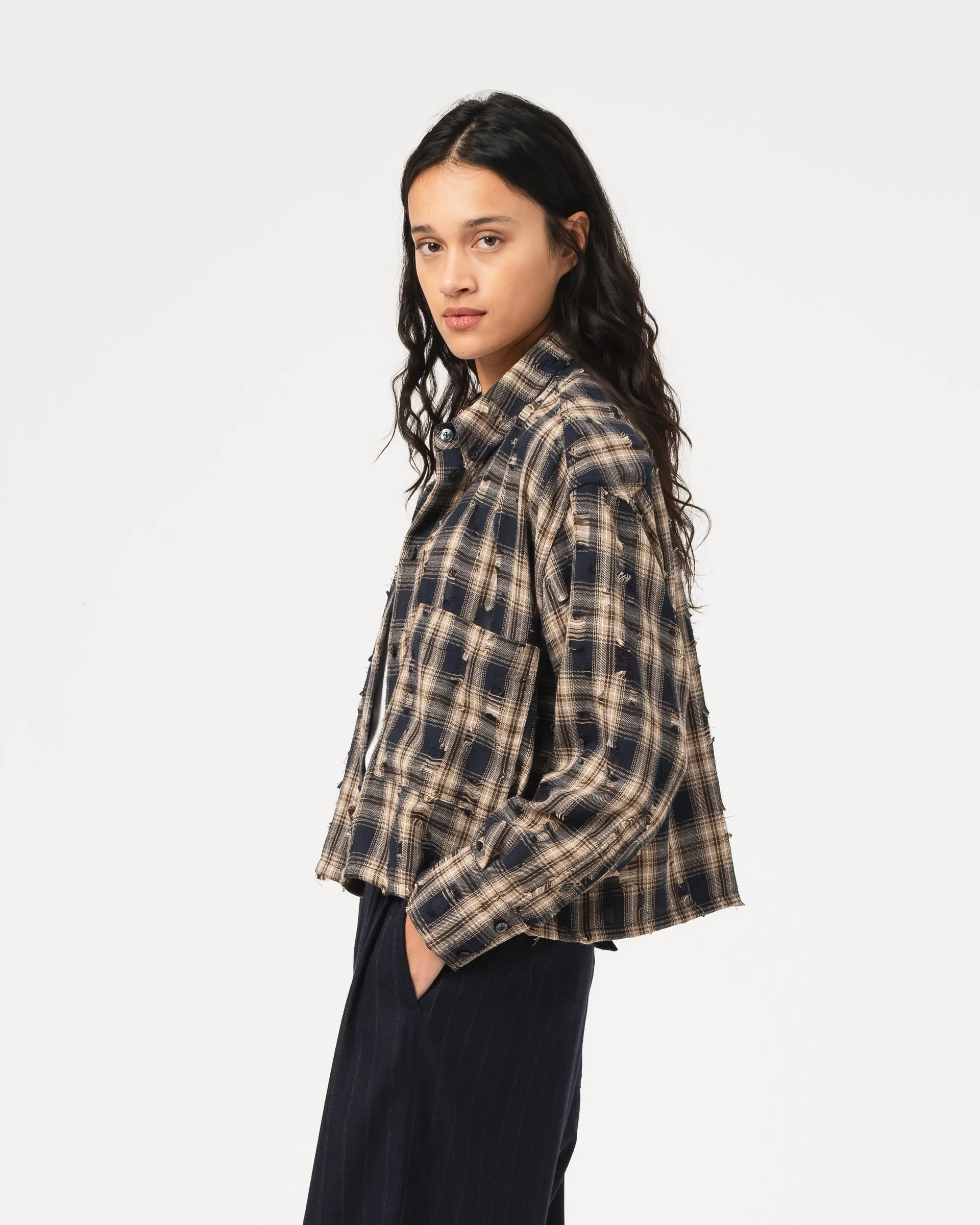 G.o.D Cubic Shirt Cobain Check Navy/Wheat sold by Eat Dust product image thumbnail 4