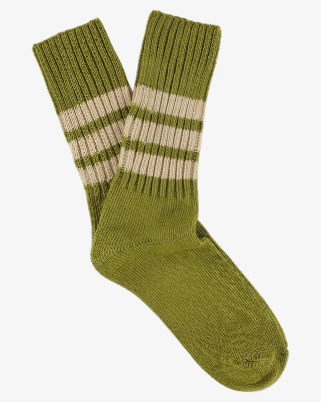 Escuyer Crew Stripes Socks Khaki / Pink made by Escuyer