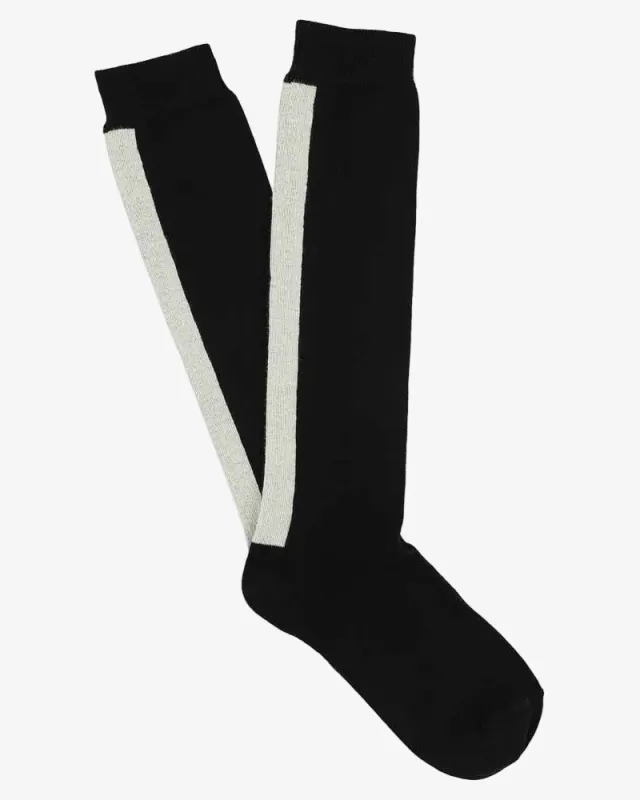 Escuyer Women's Knee High Socks Black / Ecru made by Escuyer