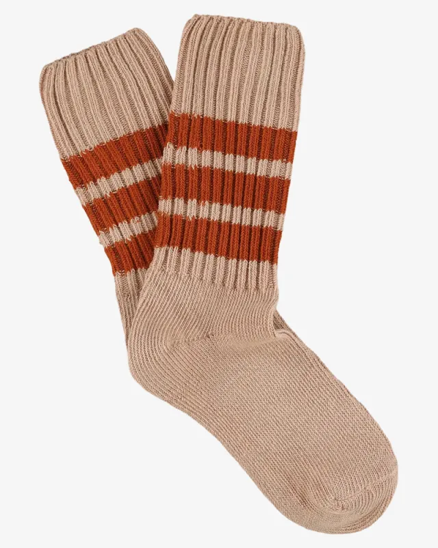 Escuyer Crew Stripes Socks Pink/Brick made by Escuyer