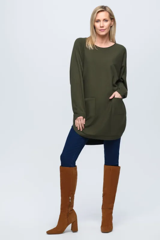 Font Pocket Scoop Knit Tunic sold by Blue Faithful