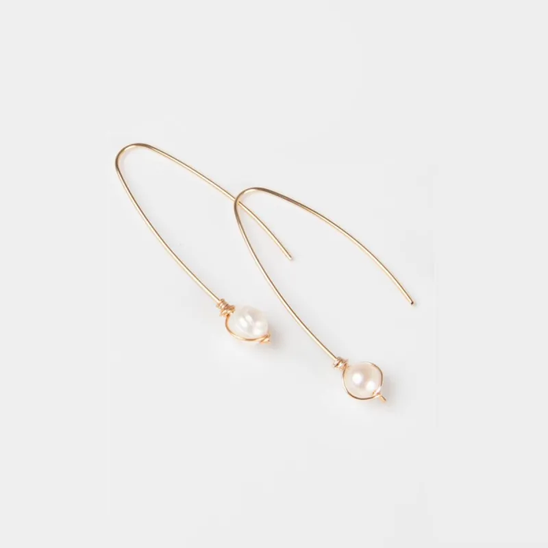 Rana Pearl Threader Earrings in Gold sold by Forai