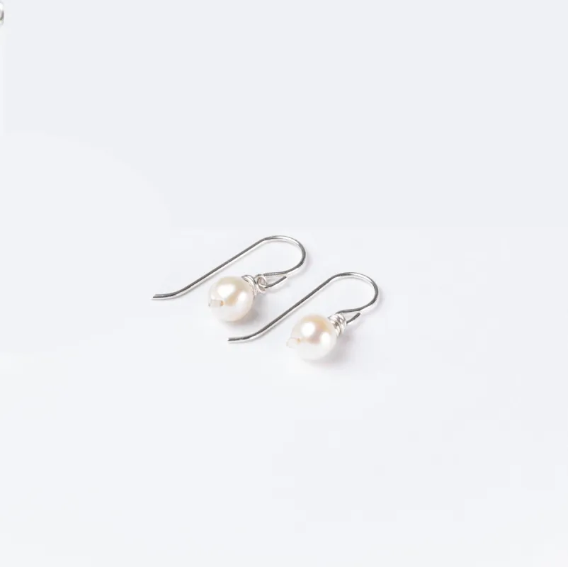Leeda Pearl Earrings in Sterling Silver sold by Forai