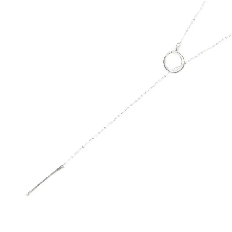 Circle and Line Lariat Necklace in Silver sold by Forai