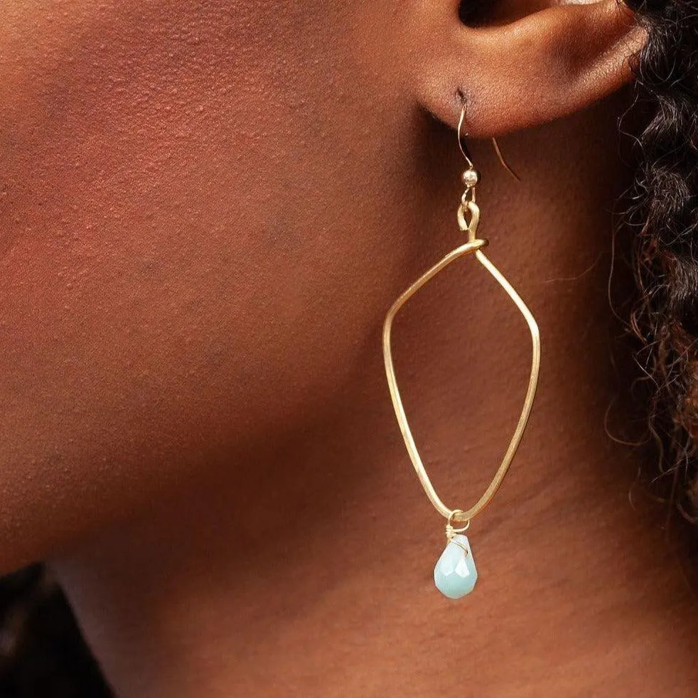 Kayah Li Hammered Brass and Amazonite Earrings sold by Forai product image thumbnail 2