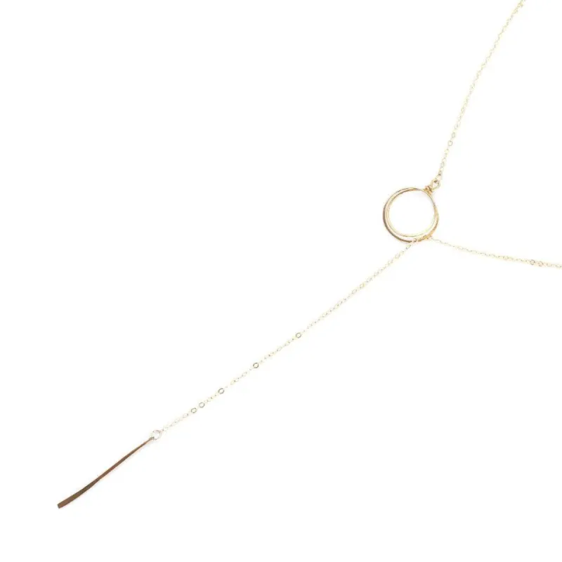 Circle and Line Lariat Necklace in Gold sold by Forai