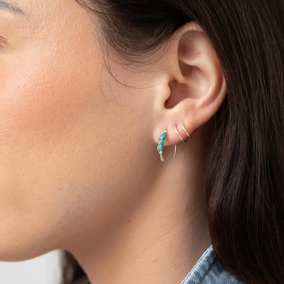 Moab Western Beaded Earrings in Sterling Silver sold by Forai