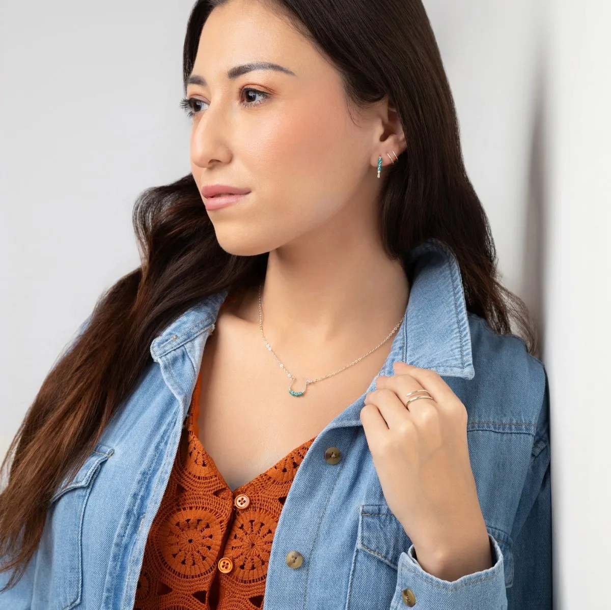 Moab Western Beaded Necklace in Sterling Silver sold by Forai