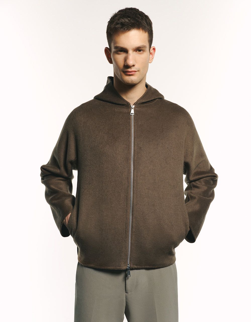 Zipper Front Hooded Jacket sold by Urban Revivo