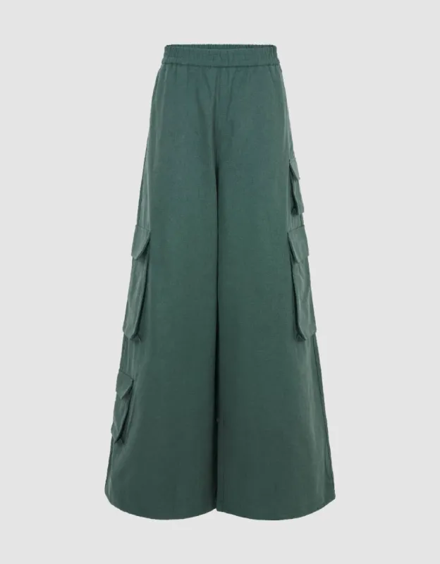 Elastic Waist Wide-Leg Pants sold by Urban Revivo