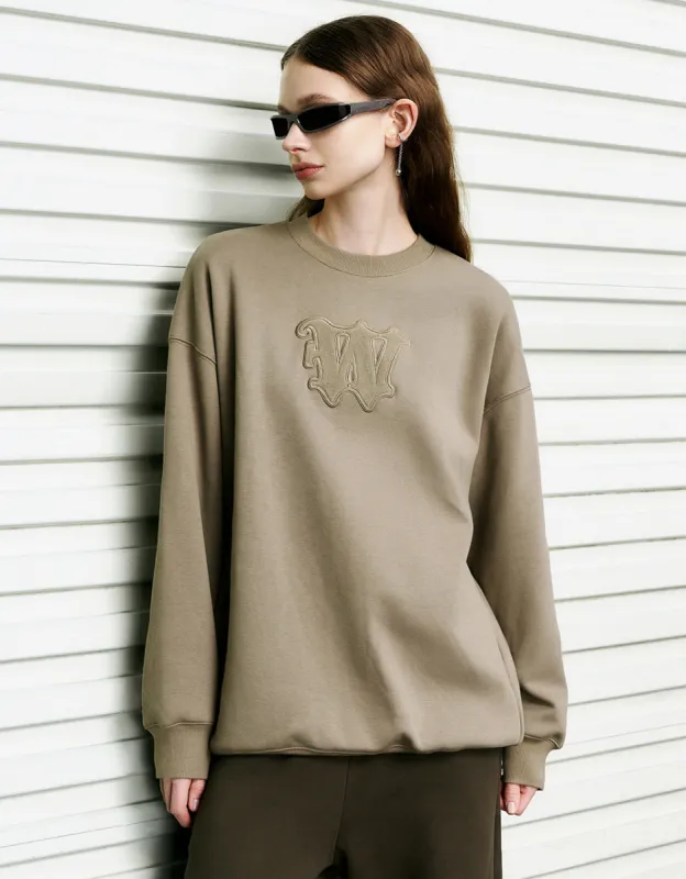 Letter Embossed Crew Neck Loose Sweatshirt sold by Urban Revivo