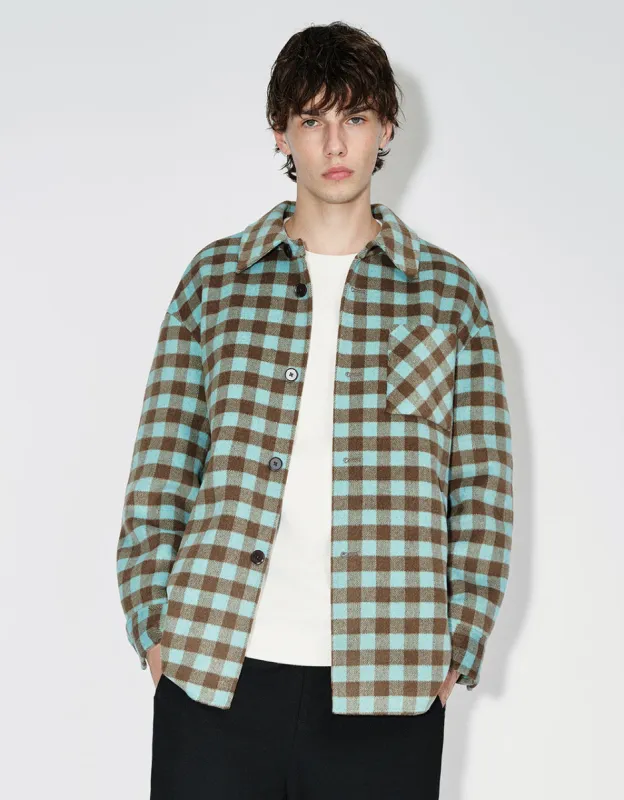 Plaid Straight Woolen Jacket sold by Urban Revivo