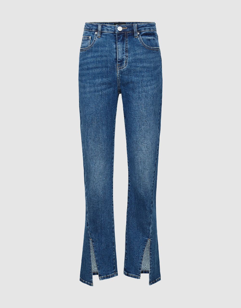 Split Hem Straight Jeans sold by Urban Revivo