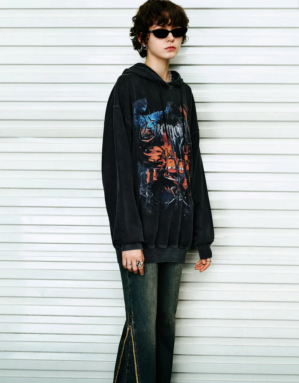 Printed Hooded Loose Sweatshirt sold by Urban Revivo product image thumbnail 3